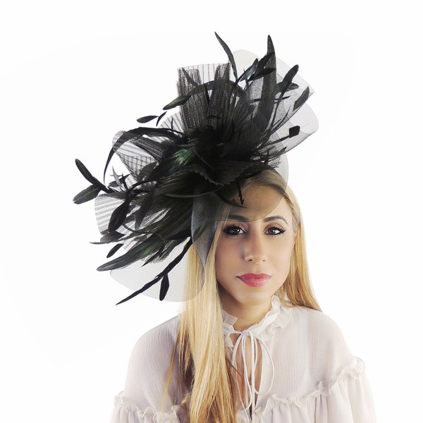 Black Fascinator Hat Etsy