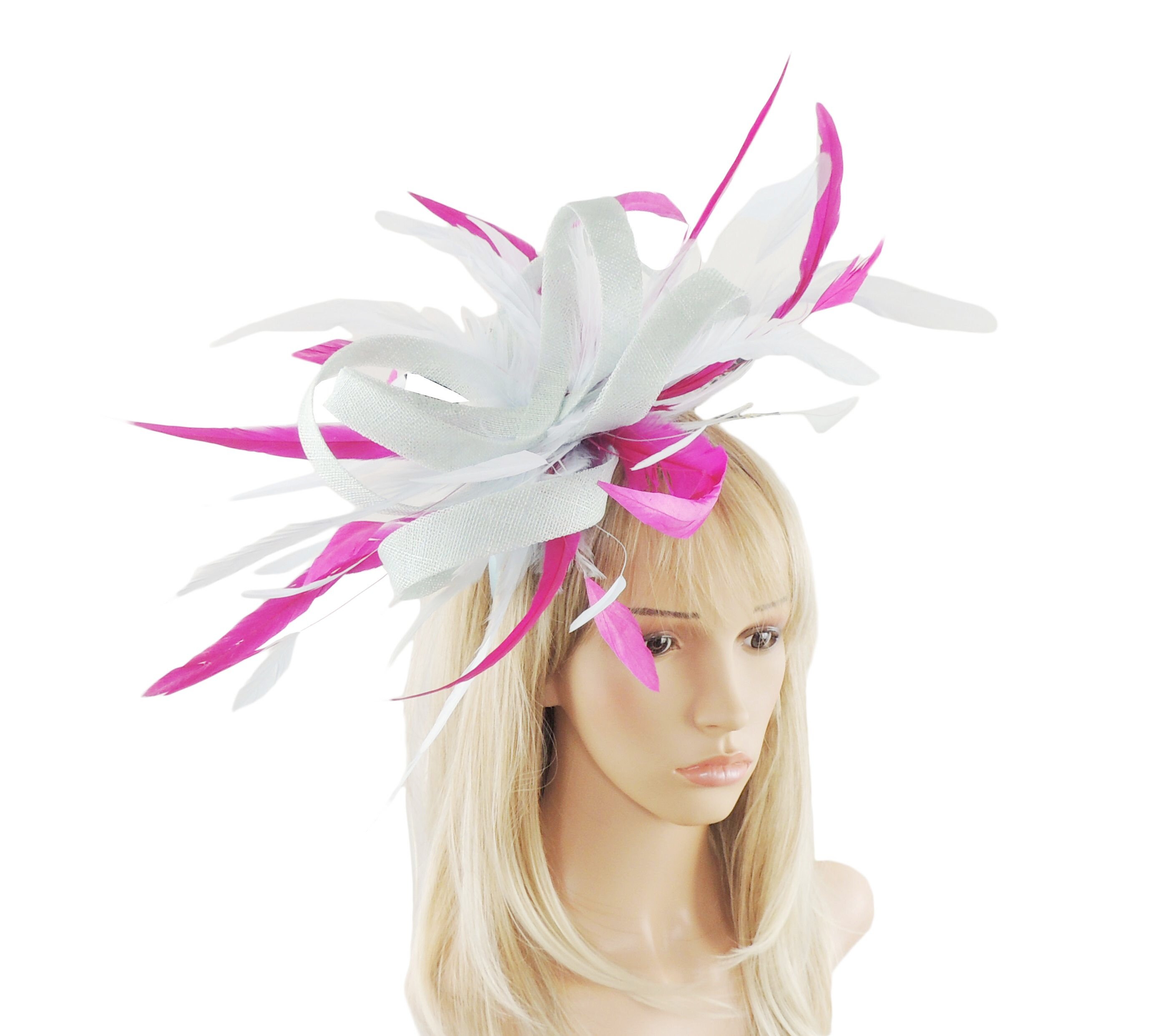Melik Baby Blue Magenta Pink Fascinator 