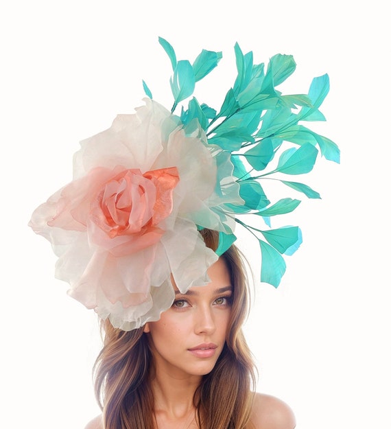 Coral pink wedding hats sale