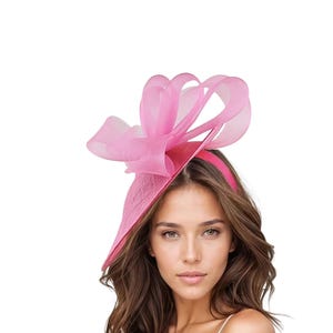 Hot Pink Saucer Disc Kentucky Derby Fascinator Hat Royal Ascot Wedding Cocktail Formal Womens Tea Party Hat Fun Bow Event Fuchsia Bright