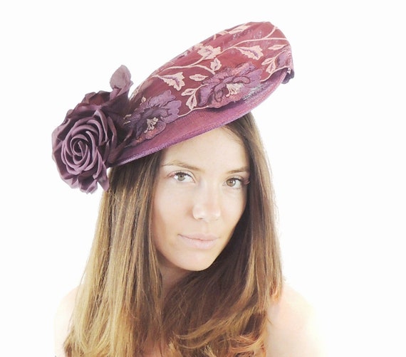 Quinn Burgundy \u0026 Plum Fascinator Hat 