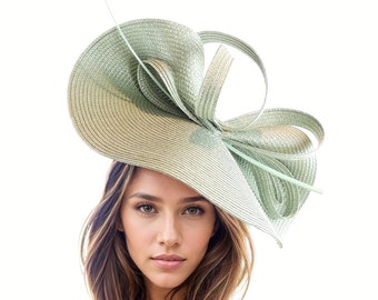 Sage Light Pale Green Statement Fascinator Womans Hat Kentucky Derby Oaks  Ascot Weddings Garden Cocktail Tea Parties Church Hatinator