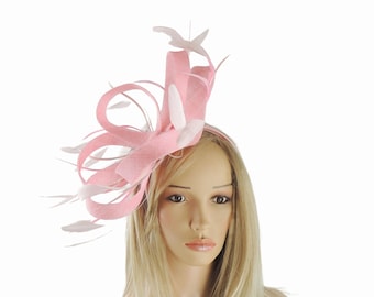 Cukierkowy, jasnoróżowy damski kapelusz Kentucky Derby Royal Ascot Fascinator Garden Tea Party Wedding Headband Cocktail Statement Headpiece