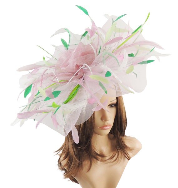 Pink and green fascinator Outlet