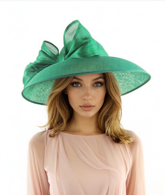 Emerald Kelly Green Elegant Ladies Day Ascot Tea Party Hats 