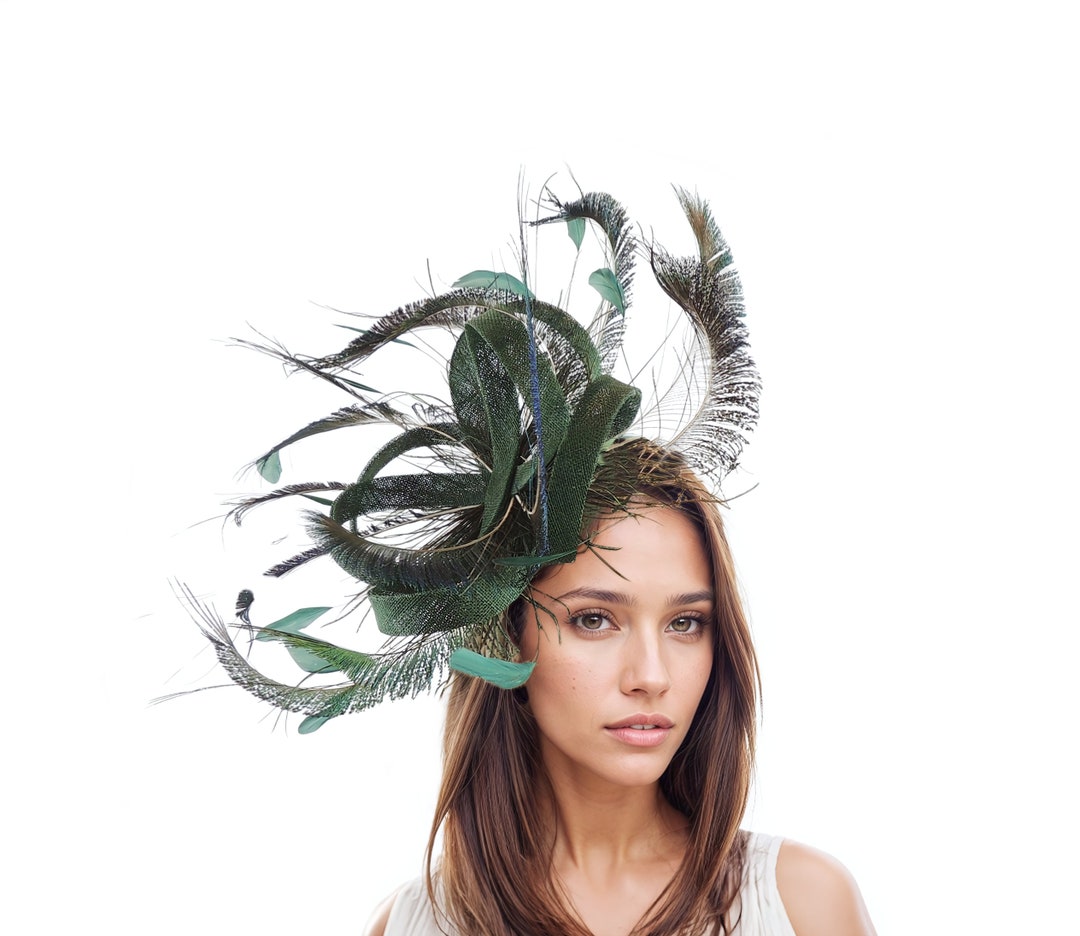 Green Riding Hat Dark Green Kentucky Derby Hat, Forest Green Ascot Fascinator Headband ...