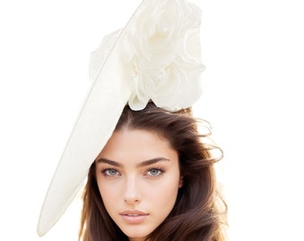 Ivory Kentucky Derby Hats Royal Ascot Church Ladies Race Tea Garden Party Wide Brim Wedding Formal Occasion Custom Order Woman Statement Hat