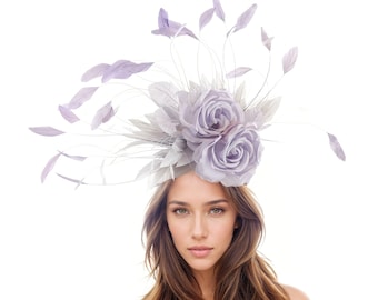 Lilac Lavender Mauve Statement Fascinator Hatinator Hat Kentucky Derby Ladies Royal Ascot Wedding Garden Tea Party Percher Pillbox