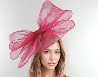 Fuchsia Kentucky Derby Hut, dunkelrosa Ascot Hut, rosa Fascinator, formeller Anlass Hut, Hochzeitsgast Hut, Rennen Kopfbedeckung Stirnband Fascinator