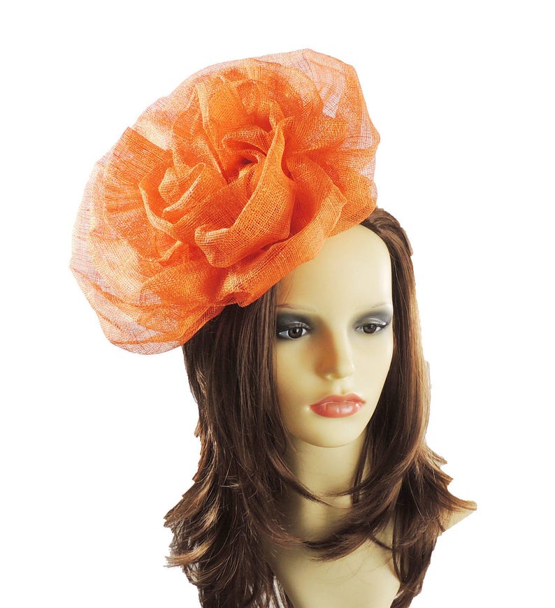 Rose Orange Fascinator Hat For Weddings Races And Special Etsy