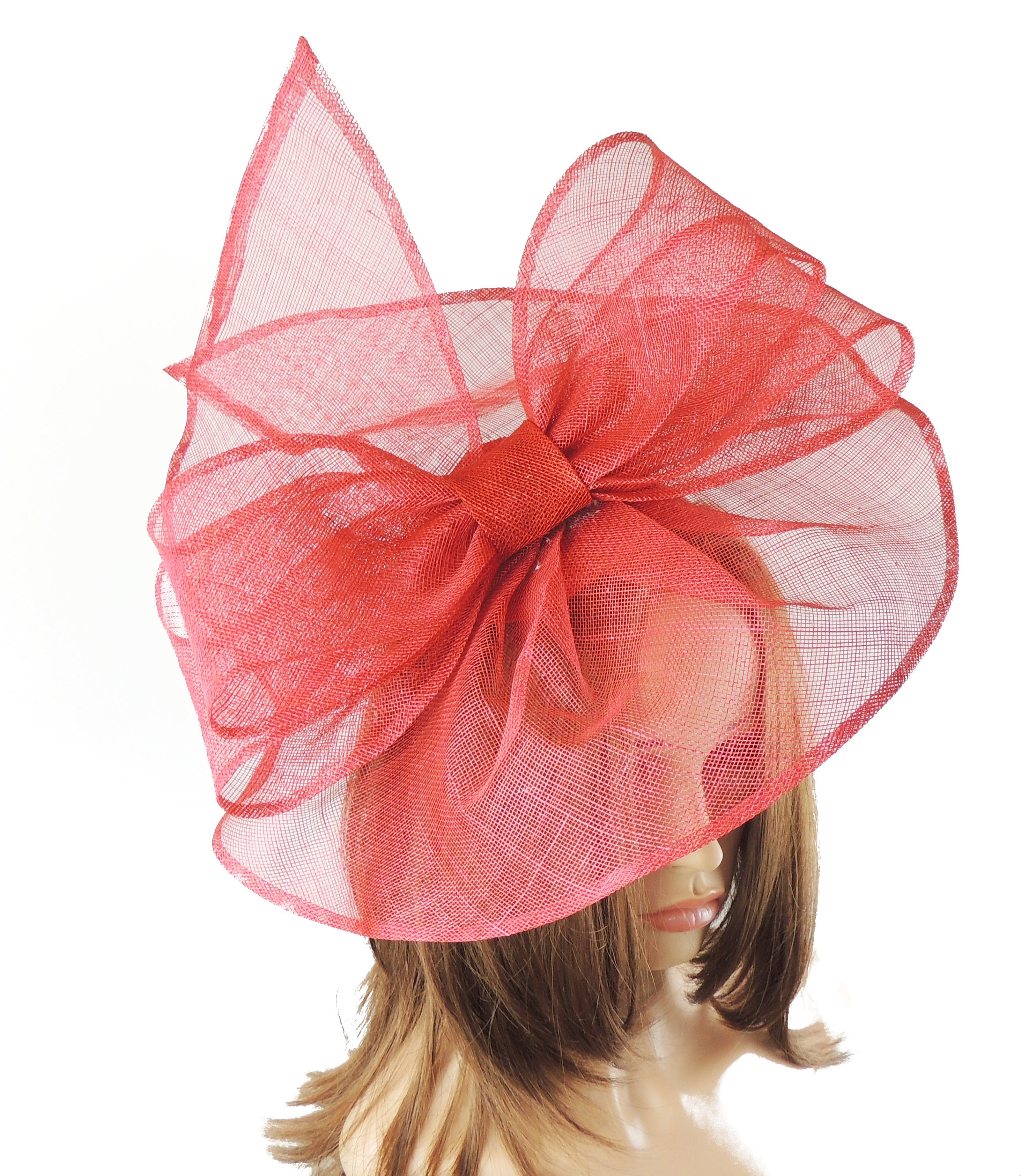 Red Fascinator Hat for Weddings Races 