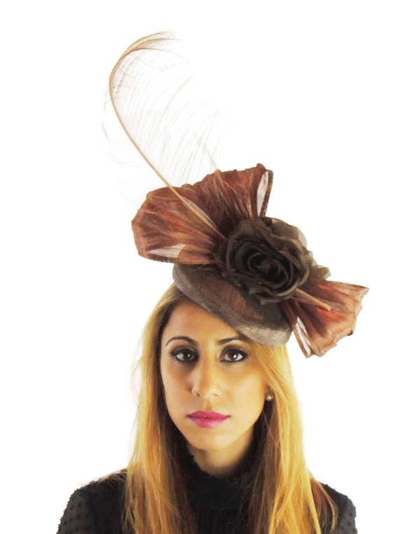 Chocolate Brown Silk Fascinator Hat for 