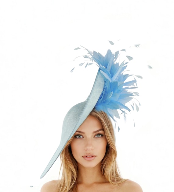 Baby Blue Feather Fascinator Hat Kentucky Derby, Wedding Guest & Tea Party il_fullxfull.7929767445_kx61.jpg main image 3