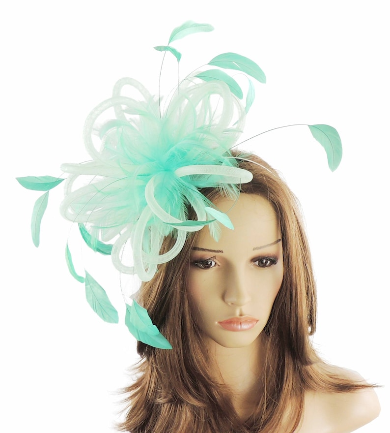 Mint Green Fluffy Crin Fascinator Hat for Weddings Races and Etsy