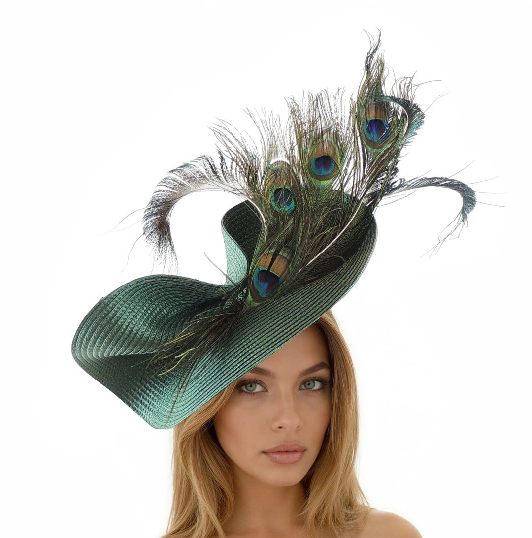 Forest Green Peacock Teal Statement Hatinator Womens  display picture 3