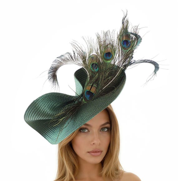 Forest Green Peacock Teal Statement Hatinator Womens  display picture 1
