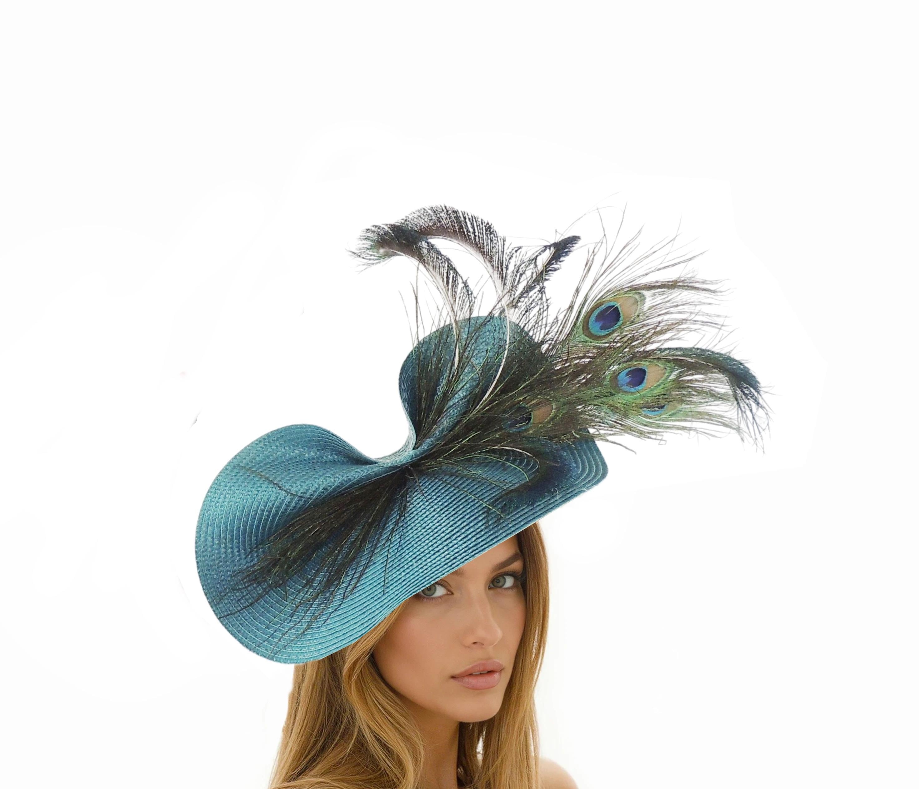 Forest Green Peacock Teal Statement Hatinator Womens 