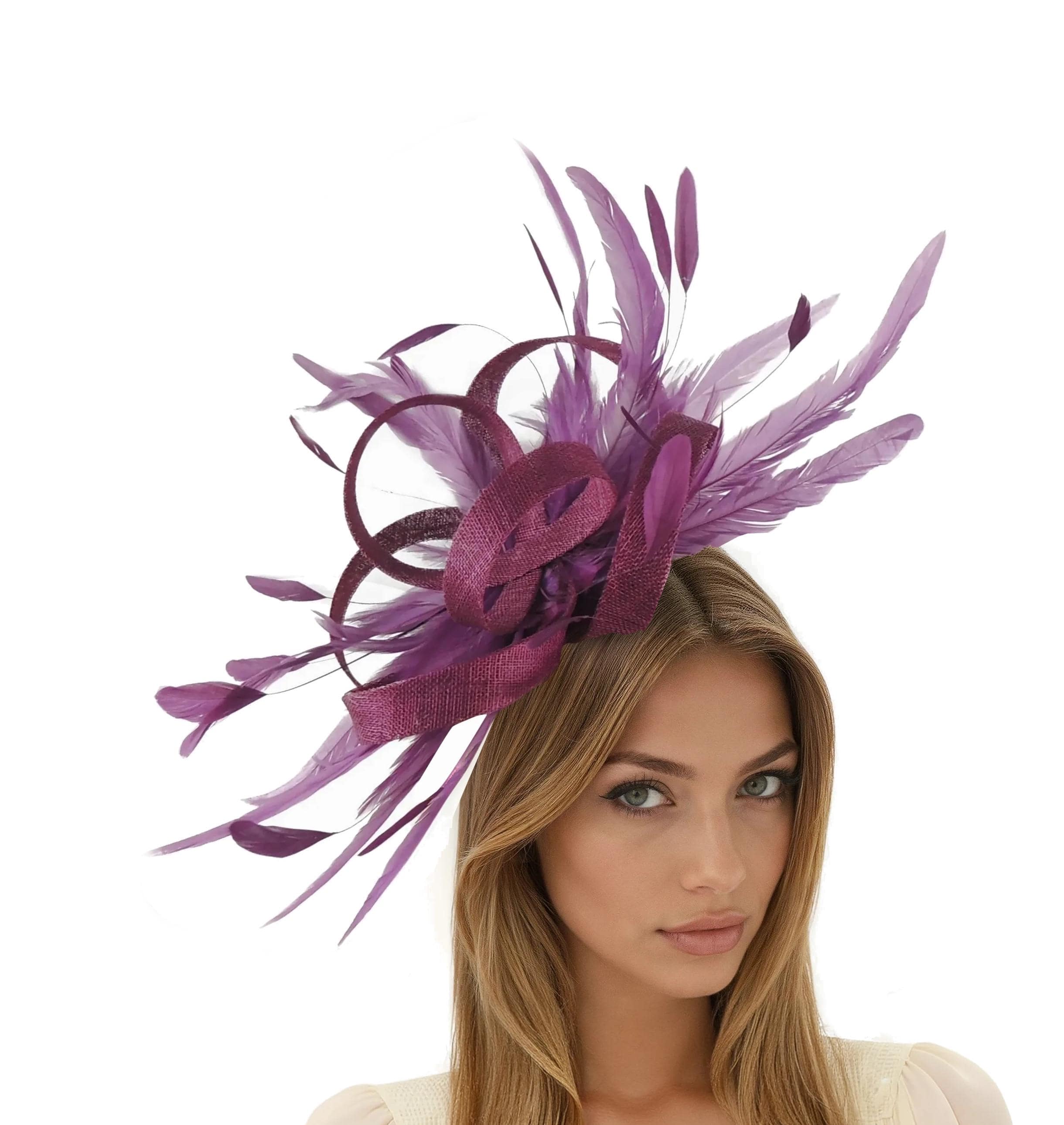 Kentucky Derby Oaks Butterfly Garden Statement Headpiece Pink Purple Fascinator Kentucky Derby Hat Fascinator, Shocking Pink Purple Apple  main image 2