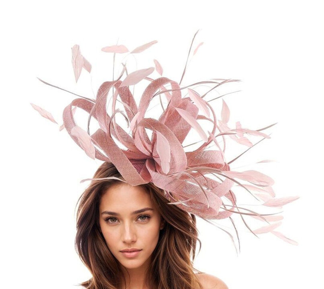 Dusty Pink Statement Hatinator Kentucky Derby Fascinator Womens Ascot ...