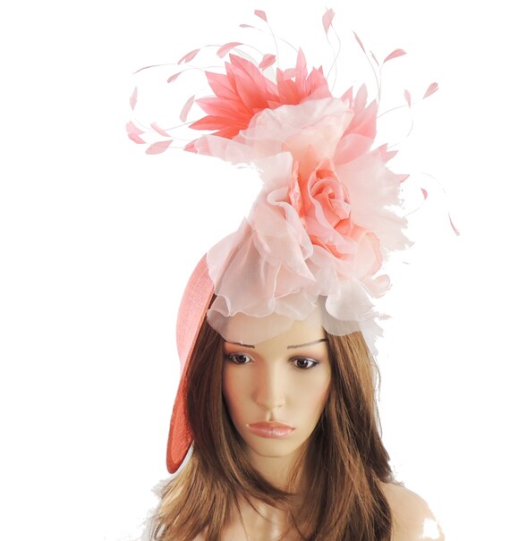 Weddings & Ascot Coral Pink Fascinator Hat for Kentucky Derby Oaks