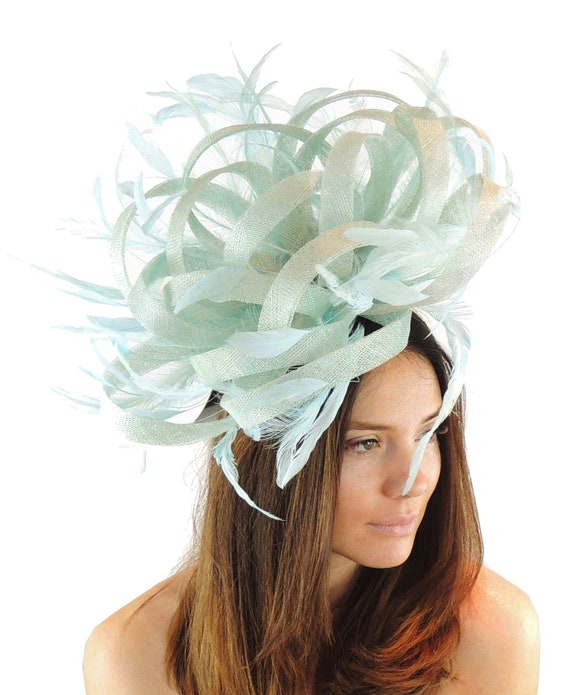 Aqua Pale Turquoise Fascinator Hat 