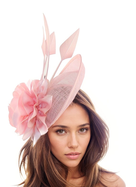 Candy Light Pink Womens Ascot Fascinator Hat Kentucky Derby  display picture 3