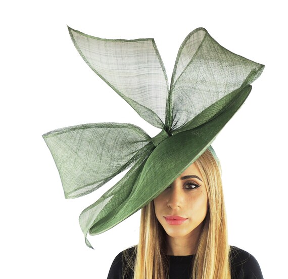 Forest Dark Green Chantal Fascinator Hatinator Hat for Kentucky Derby, Weddings on a Headband