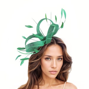 Kelly Emerald Green Womens Kentucky Derby Ascot Fascinator Hat Garden Tea Party Wedding Headband Statement Headpiece Races