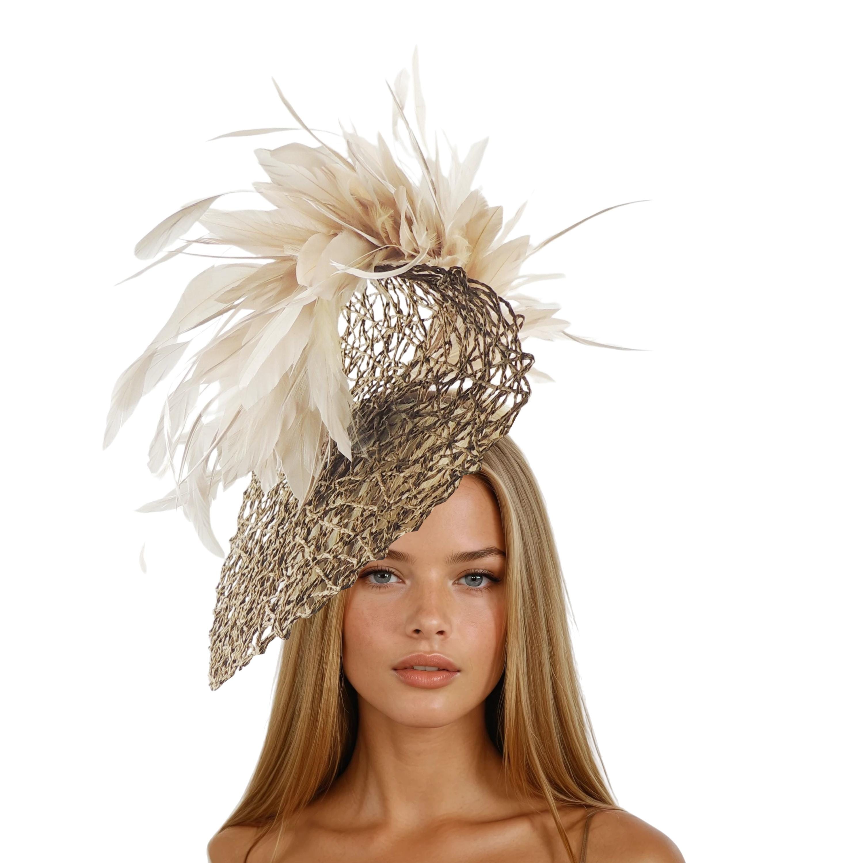 Elegant Tan Fascinator Tan Nude Fascinator - Etsy main image 2