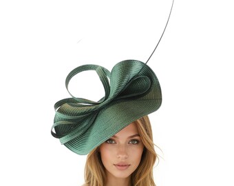 Sage Light Pale Green Statement Fascinator Womans Hat  display picture 3