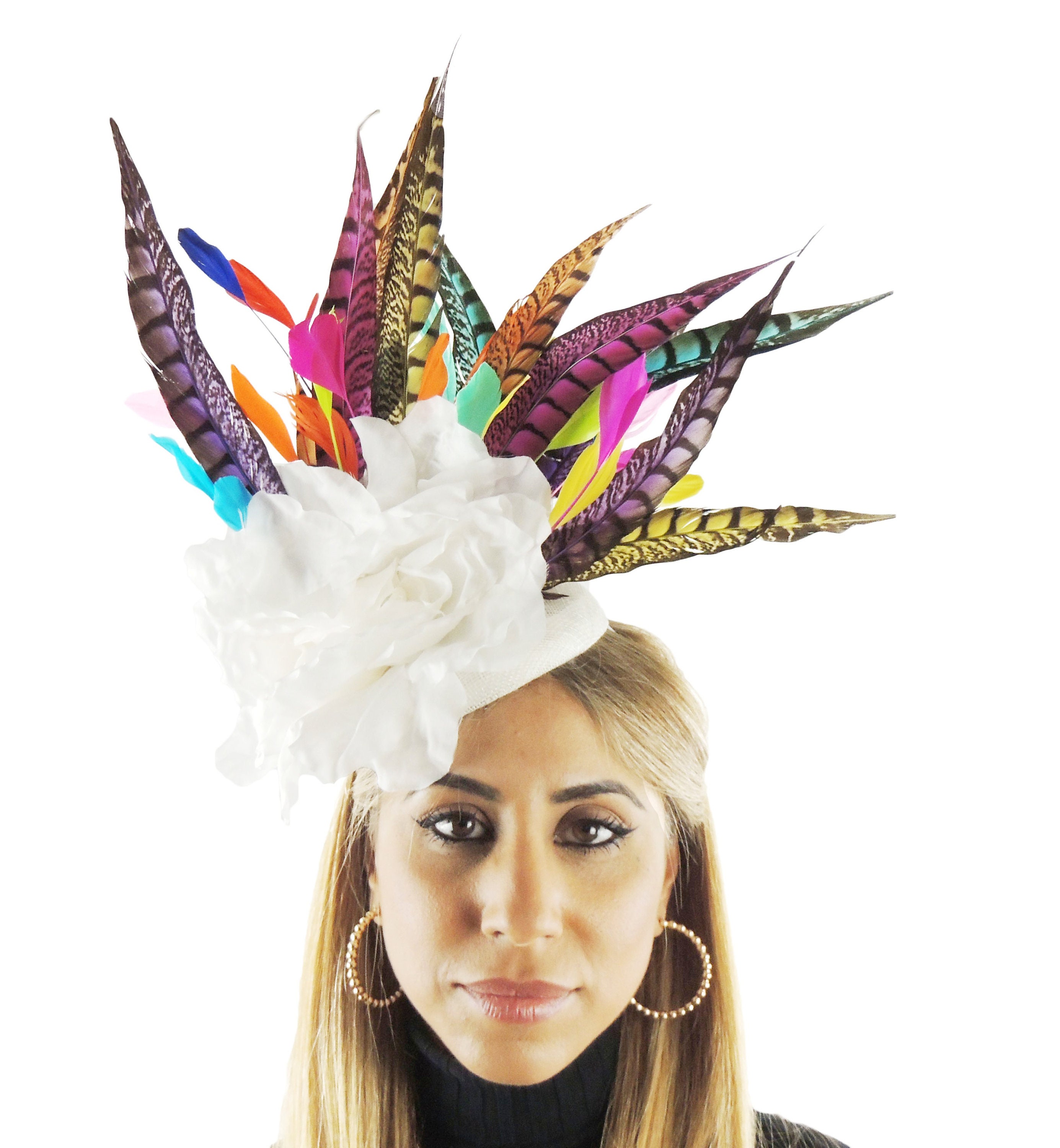 Oceane White Multicolour Fascinator Hat 