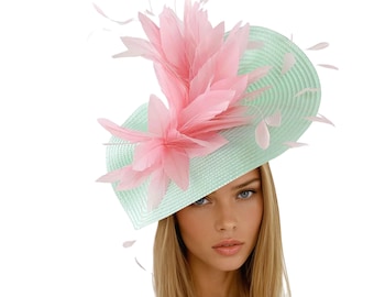 Derby Fascinator Hat with Satin Bow Feathers Pearls Rhinestones for Wedding Tea Amazon.com: KELEBB Fascinators Hat for Women Tea Party  main image 4