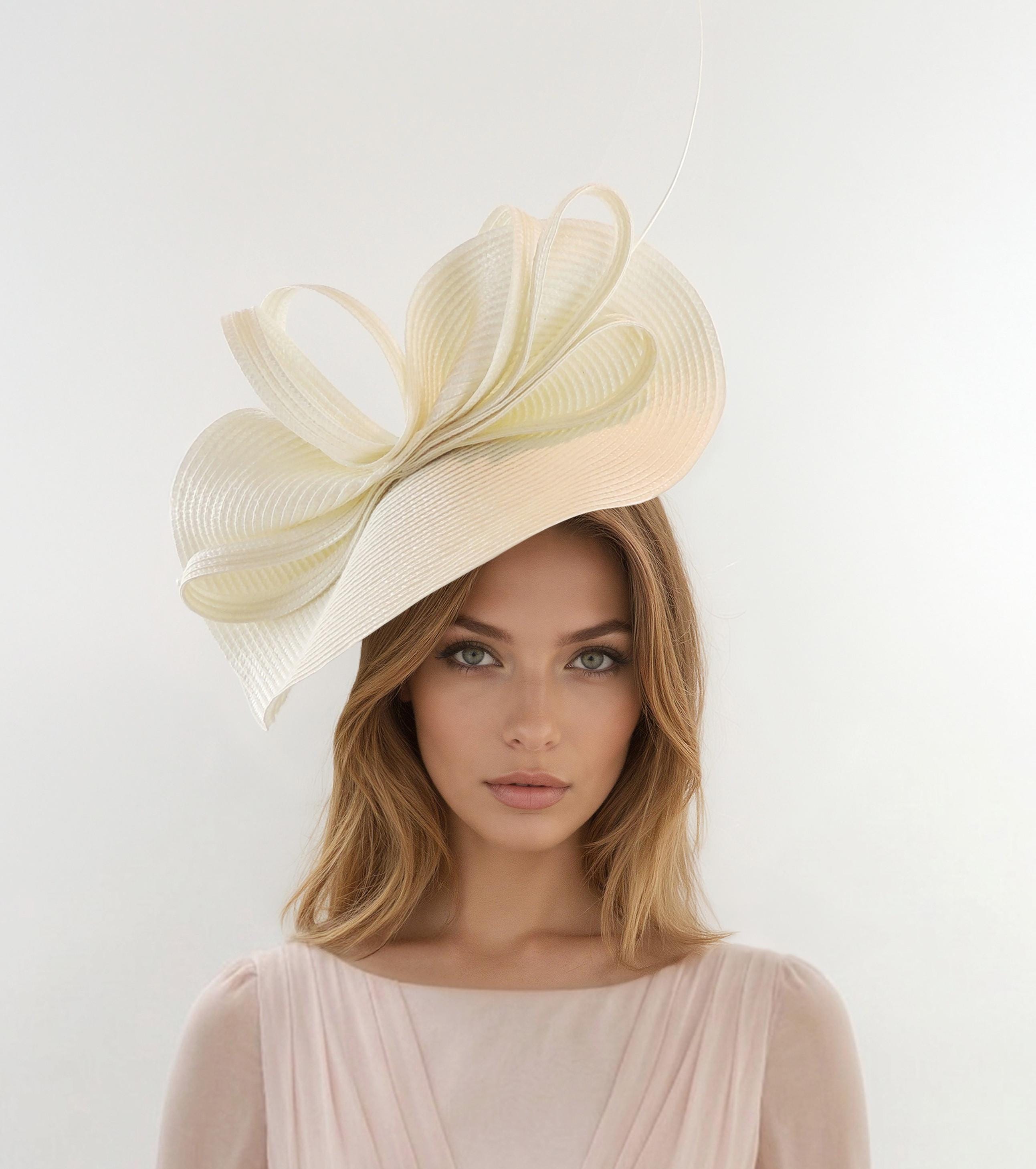 ? Ivory ? Vintage-style Fascinator and Gloves Women Fascinator Headband Gloves Set Church Kentucky Derby  main image 4