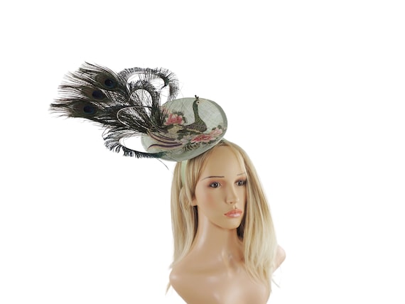 Imazione Sinamay Copricapo Da Sposa Sposa Champagne Fascinator Cappello Forcina Per Capelli Con Piume Fantasia Accessori Per Capelli Copricapo Da Donna - Foto 7