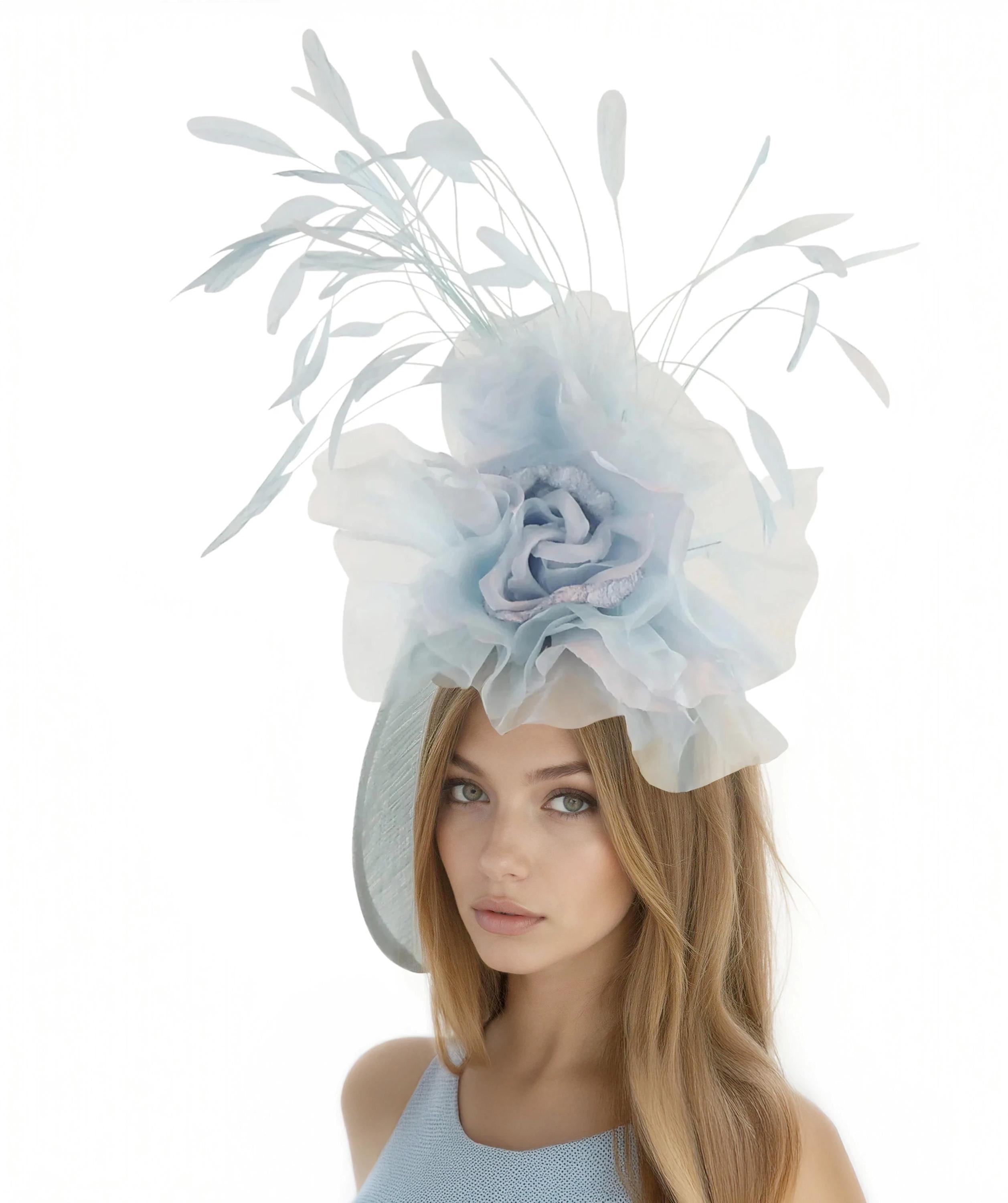 Ladies Dress Hats Light Blue - Etsy display picture 1