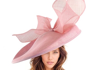 Dusty Blush Pale Pink Statement Hatinator Kentucky Derby Fascinator Womens Ascot Headwear Ladies Day Hats Formal Occasion Fancy Hat Races