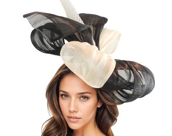 Black Cream Ivory Womens Kentucky Ascot Derby KY Woman Fascinator Hat Garden Tea Party Wedding Headband Cocktail Statement Formal Hat Chuch