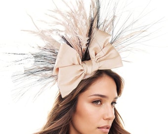 Bebé rosa arco negro mujeres Kentucky Derby Royal Ascot Fascinator sombrero jardín fiesta boda diadema cóctel tocado carrera formal damas KY