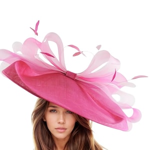 Fuchsia Hot Pink Baby Pink Statement Hatinator Kentucky Derby Fascinator Womens Ascot Headwear Ladies Day Hats Formal Occasion Fancy Hat