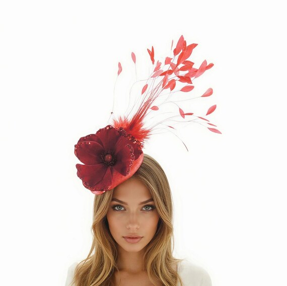 Elegant Straw Derby Hat with Feather for Formal Cocktail & Tea Party s-l400.jpg main image 4