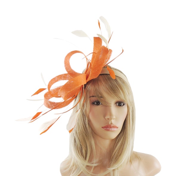 Regan Orange White Fascinator Hat for 