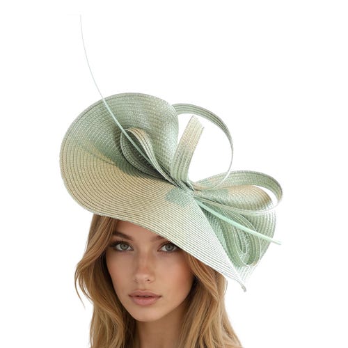 Sage Light Pale Green Statement Fascinator Womans Hat  display picture 1