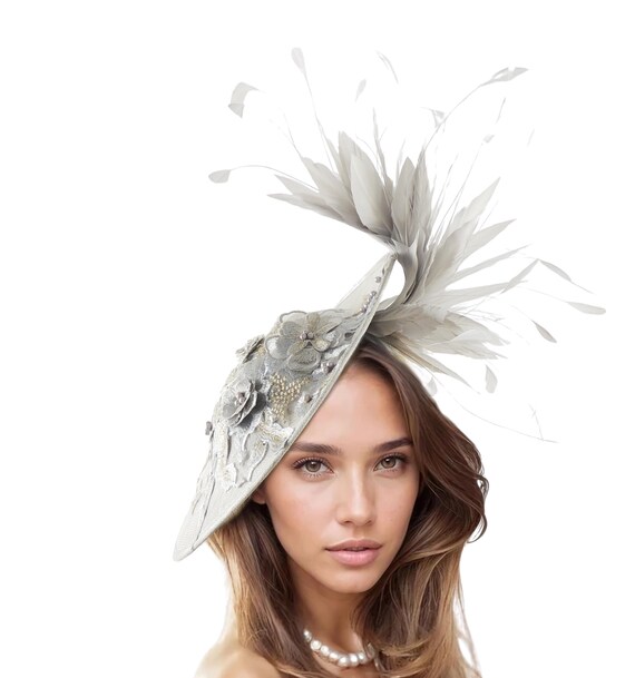 NEW Kentucky Derby Fascinator Hat Tea party,Gray Hat, grey hat,NEW Fascinator SWSMCLT Women main image 4
