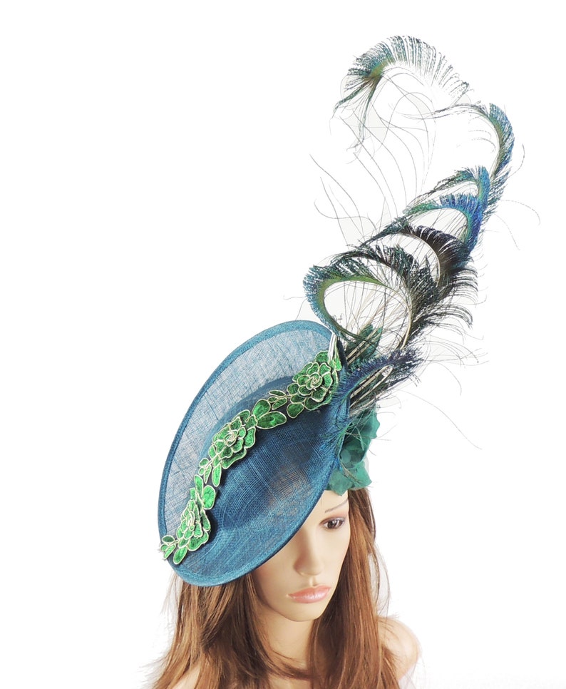 Jade Peacock Green Gina Fascinator Hat for Kentucky Derby Etsy