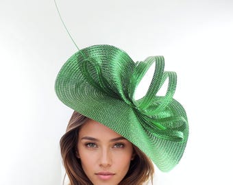 Emerald Green Fascinator Hat: Sparkly Statement Hatinator for Weddings, Parties
