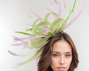 Lime Green Hot Pink Statement Fascinator Hatinator Hat Kentucky Derby Oaks Ladies Royal Ascot Weddings Garden Cocktail Parties Headpiece