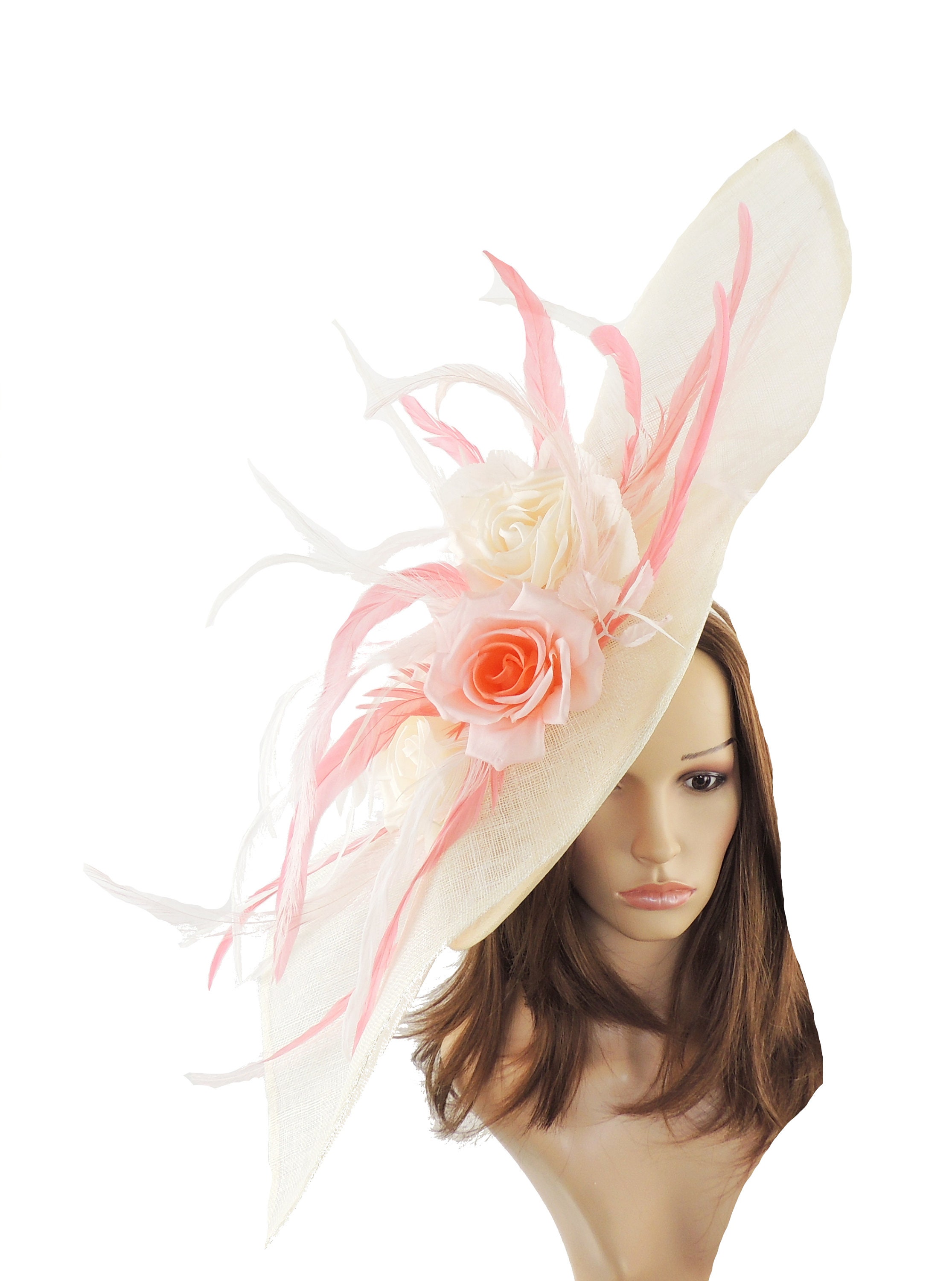 Coral Pink Fascinator Hat for Weddings 