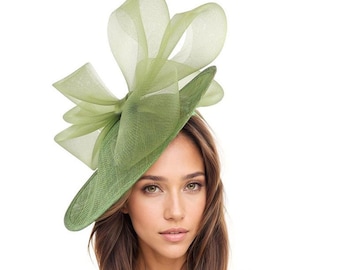 Olivgrün Saucer Disc Kentucky Derby Fascinator-Hut Royal Ascot Hochzeit Hatinator Cocktail Formelle Damen Rassen Tee-Party Hüte Kopfbedeckung