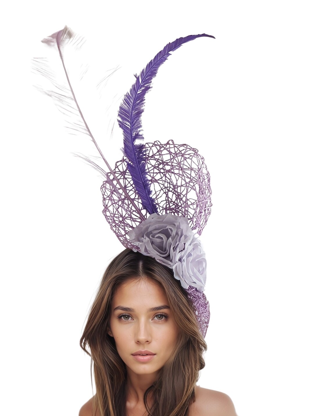 Purple Lilac Lavender Feather Kentucky Derby Fascinator Hat Wedding ...