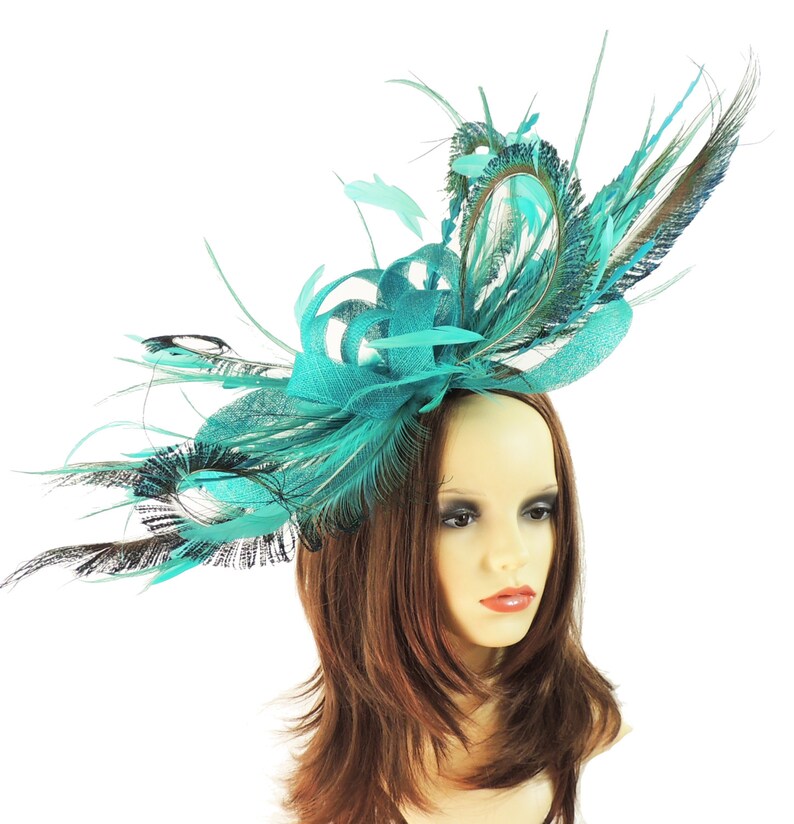 Paparazzi Jade Peacock Teal Green Fascinator Hat for Weddings Etsy